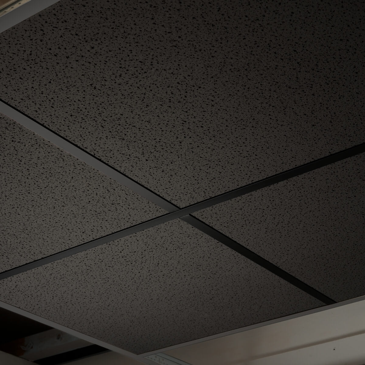 Black Acoustic Ceiling Tiles for Enhanced Sound Control - 595mm x 595mm x 12mm - For 600mm x 600mm