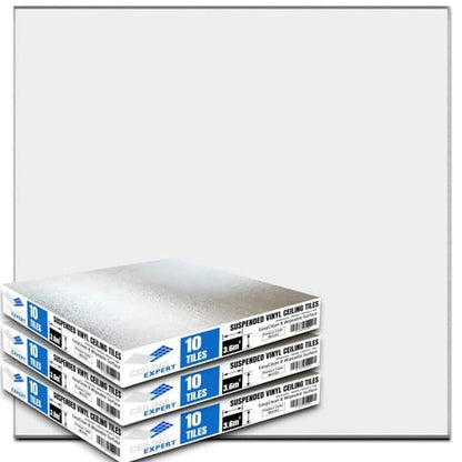 10.8m² Pack of 30 Suspended Ceiling Tiles (600x600, 595mm x 595mm x 7mm) - EasyClean and Wipeable