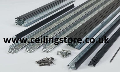 10m2 Complete Black Suspended Ceiling Grid System x 24mm Wide ( Tiles Not Included).