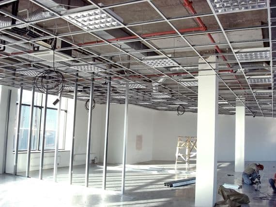 10m2 White Suspended Ceiling Grid System 600mm x 600mm Metail Frame Kit With Wipeable Ceiling Tiles