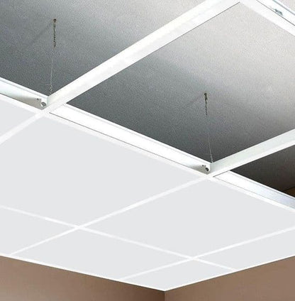 10m2 White Suspended Ceiling Grid System 600mm x 600mm Metail Frame Kit With Wipeable Ceiling Tiles