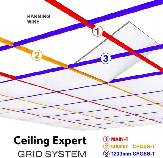 Silver Suspended Ceiling Framework 600mm x 600mm with 595mm x 595mm Tiles