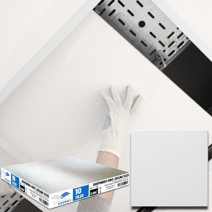 Ceiling Expert Suspended Easyclean, Wipeable Ceiling Tiles 595mm x 595mm For 600mm x 600mm