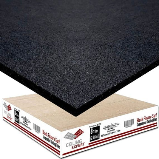 Black Acoustic Ceiling Tiles for Enhanced Sound Control - 595mm x 595mm x 12mm - For 600mm x 600mm