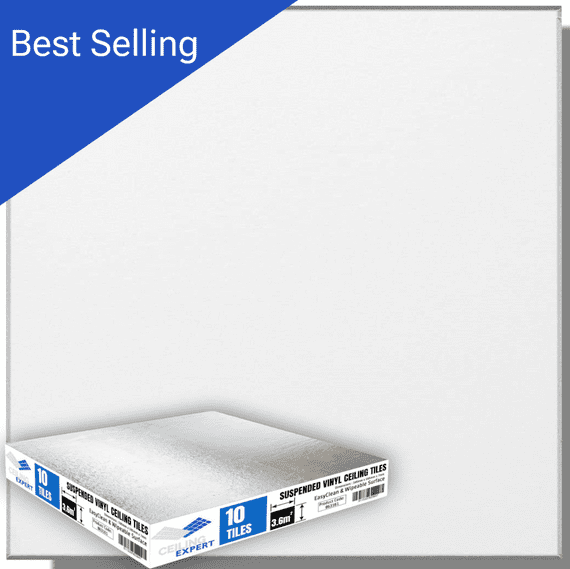 Ceiling Expert Suspended EasyClean Wipeable Ceiling Tiles 595mm x 595mm For 600 x 600mm Grid System