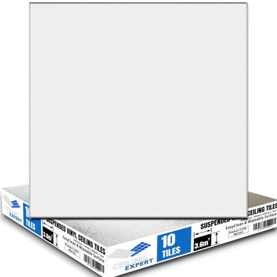 Ceiling Expert Suspended EasyClean Wipeable Ceiling Tiles 595mm x 595mm For 600 x 600mm Grid System