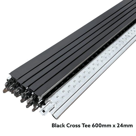 Pack of 10 Black Cross Tee Section 600mm x 24mm Components