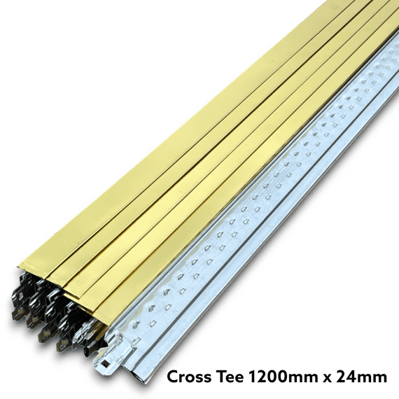 Pack of 10 Gold Cross Tee Section 1200mm x 24mm Bar 1200