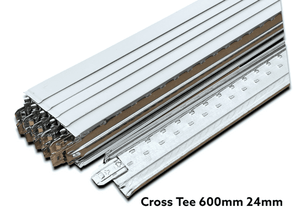 Pack of 10 White Cross Tee Section 600mm x 24mm