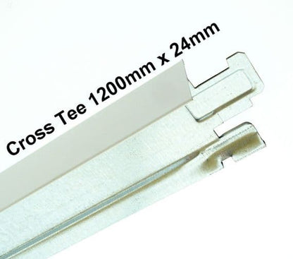 Pack of 14 White Cross Tee Section 1200mm X 24mm Suspended Ceiling Grid Components Bar Suspension