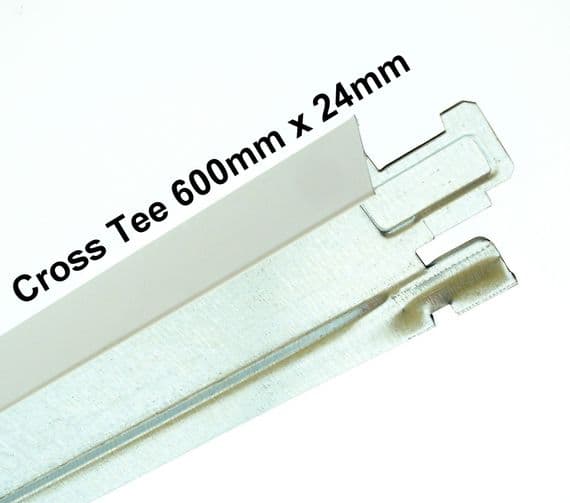 Pack of 14 White Cross Tee Section 600mm X 24mm Suspended Ceiling Grid Components Bar