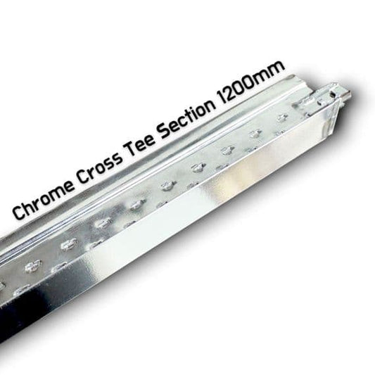 Polished Chrome (Mirroring) Cross Tee Section 1200mm x 24mm Suspended Ceiling Grid Bar Spares