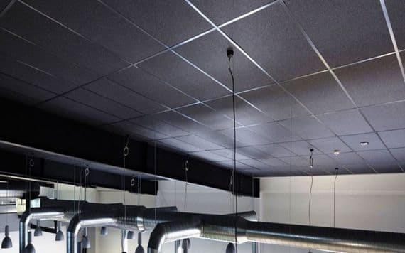 Suspended Black Ceiling Tiles Vinyl Laminated EasyClean & Wipeable 1195mm x 595mm To Fit in 1200x600