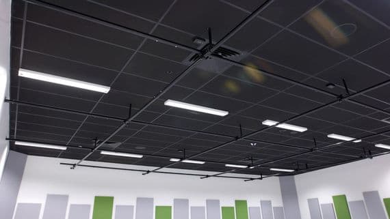 Suspended Black Ceiling Tiles Vinyl Laminated EasyClean & Wipeable 1195mm x 595mm To Fit in 1200x600