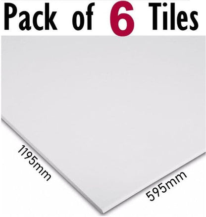 Suspended Ceiling Tiles, EasyClean & Wipeable, 1195mm x 595mm, For 1200mm x 600mm Grid System White