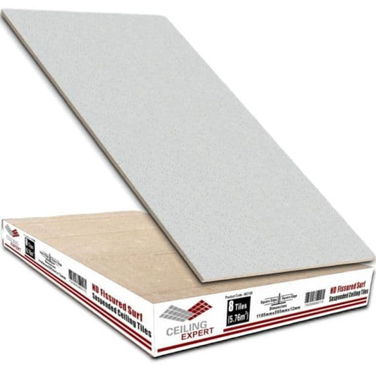 Suspended Fine ND Fissured Surf Ceiling Tiles, 1195mm x 595mm, Ideal for 1200mm x 600mm Grid Install