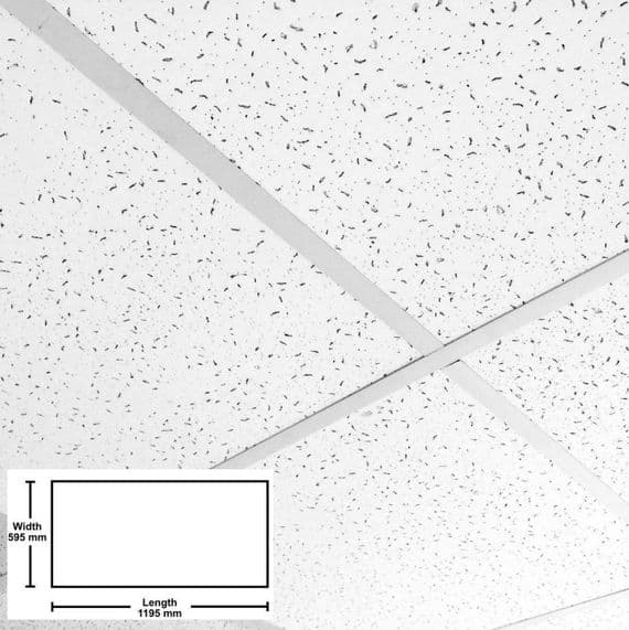 Suspended Fine ND Fissured Surf Ceiling Tiles, 1195mm x 595mm, Ideal for 1200mm x 600mm Grid Install