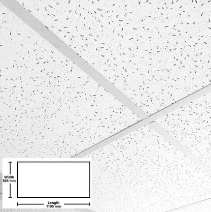 Suspended Fine ND Fissured Surf Ceiling Tiles, 1195mm x 595mm, Ideal for 1200mm x 600mm Grid Install