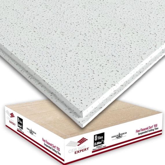 Suspended Fine ND Fissured Tegular Edge Ceiling Tiles Premium 595mm x 595mm 600mm x 600mm Grid