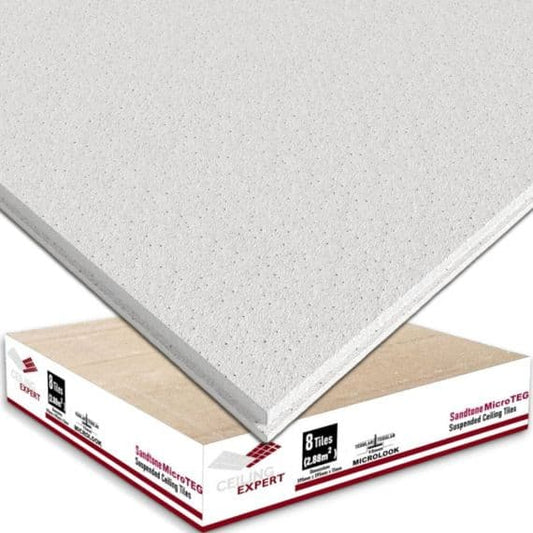 Suspended Sandtone Surf Tegular Ceiling Tiles Micro-Look 595mm x 595mm Similar to Zentia Aruba