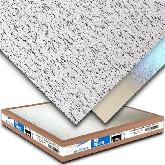 Vinyl Fissure Suspended Ceiling Tiles 595mm x 595mm x 7mm To Fit in 600 x 600 Grid System