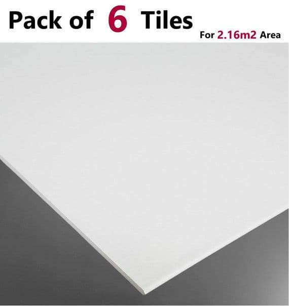 White Suspended Ceiling Tiles 595mm x 595mm x 7mm Waterproof Wipeable and Easyclean 600mm x 600mm